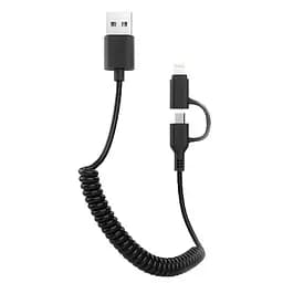 Кабель пружина AWEI смbo Lightning+Micro USB Spring CL-53, 1 метр чорний