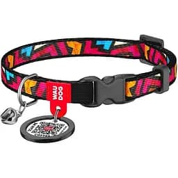 Нашийник для котів Waudog Nylon Графіті з QR паспортом 20-30х1 см