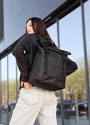 Жіночий рюкзак рол Sambag RollTop Milton чорний тканинний 41 х 30 х 16 см (24211065)