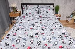 Комплект постільної білизни Moon&Star Бязь Gold Люкс Owls Gray King Size 220x240 наволочки 4х50х70 - мініатюра 2