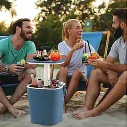 Стол-холодильник Costway Gobar 3-в-1 с подъемной крышкой 15L синий