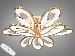 Люстра стельова LED Diasha 8090/6+3G, 150W, 4100K, золото, сучасний стиль з пультом та диммером