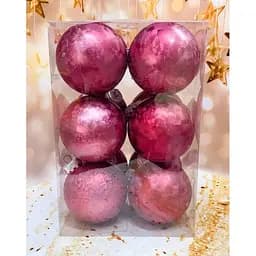 Набір ялинкових іграшок Мороз пластикових круглих 12 шт 8 см Бордовий