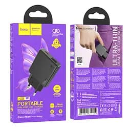 МЗП Hoco N38 Delgado dual port PD20W+QC3.0 charger(EU) Black - мініатюра 2