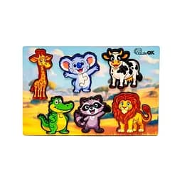 Деревянный пазл-вкладыш "Умный мир: Дикие животные" PuzzleOK Puz-88750 А5, 18 элементов