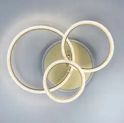 Современная светодиодная люстра на 3 кольца в золотистом корпусе с акрилом, имитирующая фактурный хрусталь Ст. A 77065/3B RGB SG | Line F