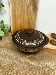 Казан з кришкою керамічний (глиняний) різьблений Ангоб 3 л - мініатюра 2