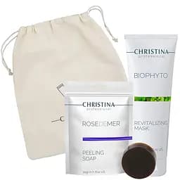 Осенний набор Christina Восстановление: мыло-пилинг Rose de Mer 30 г + обновляющая маска Bio Phyto 75 мл