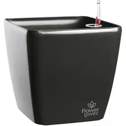 Вазон Plastkon Quadrato Flower Lover із системою автополиву 22x22x21 см глянцевий антрацит