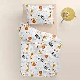 Дитяча постільна білизна в ліжечко SAFARI ANIMALS CS2, помаранчевий (AnimalsHelloSafapi_Magnolia110x160_140) - мініатюра 2