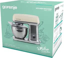 Gorenje Кухонная машина 1000Вт, чаша-метал, корпус-метал, насадок-4, сріблясто-бежевий - мініатюра 5