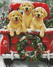 Алмазна мозаїка на підрамнику Собача поїздка Ideyka 40×50 см AMO20006