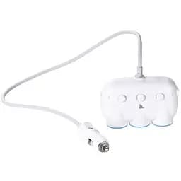 Адаптер розгалужувач трійник для авто HOCO C1 dual USB triple cigarette lighter 3 Sockets 2USB