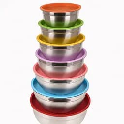 Миски з кришками з нержавіючої сталі набір 7 штук 18-30 см.