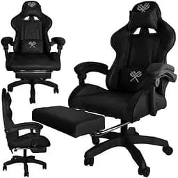 Кресло геймерское Dunmoon 24243 с подставкой для ног Black