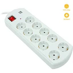 Мережевий фільтр PowerPlant 10м, 3x1.5мм2, 10А, 10 розеток, 2xUSB, євро, 100% мідь (YS-N6065/10)