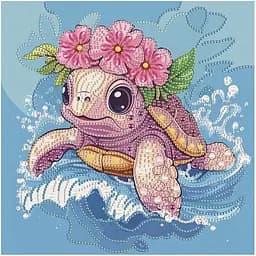 Алмазна мозаїка "Черепаха у віночку" Brushme DBS52203 неповна викладка 25х25 см