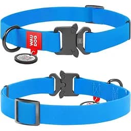 Нашийник для собак Waudog Waterproof, коллартекс, водостійкий, з QR паспортом, 35-58х2,5 см, блакитний - мініатюра 3