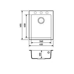 Кухонна мийка Adamant BOARD old stone 410x495x190 мм, без крила 41 см - мініатюра 2