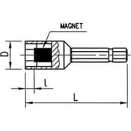 Ключ торцевий Wurth магнітний для шурупокрута 1/4IN-L51MM-WS10 (арт. 0614176717) - мініатюра 2