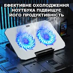 Підставка для ноутбука UFT P3S22 охолоджувальна 2 USB 2 вентилятори біла  - мініатюра 4