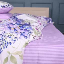 Простирадло Mirson 17-0723 Purple Flowers 150х220 см Ranforce Elite фіолетове (2200010687705)