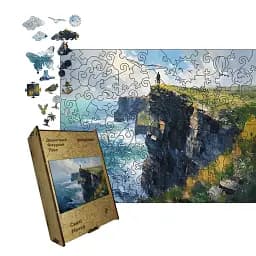 Дерев'яний фігурний пазл Скелі Мохер, А4, Картонна коробка 100 елементів