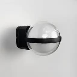 Бра у чорному корпусі зі світловим плафоном-кулькою | Line F | Арт. W048/1 BK+WT