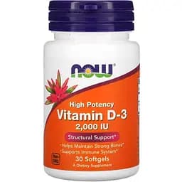 Вітаміни та мінерали NOW Vitamin D3 2000 IU, 30 капсул