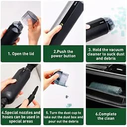 Автомобільний пилосос Baseus A2 Car Vacuum Cleaner 6000 mAh акумуляторний для салону автомобіля Чорний - мініатюра 3