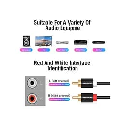 Кабель мультимедійний 2xRCA M to 2xRCA M 1.0m black Vention (VAB-R06-B100) - мініатюра 6