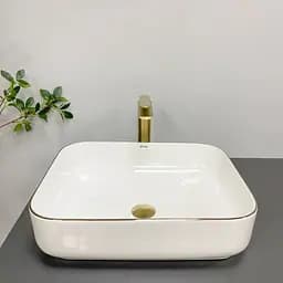 Умивальник VBI Palermo white rose gold Edge накладний VBI-012307, Золотий - мініатюра 3