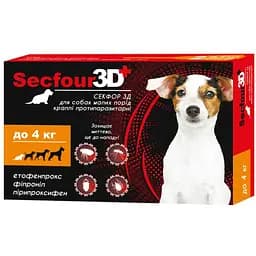 Краплі протипаразитарні Fipromax Secfour 3D для собак до 4 кг 0.5 мл 2 шт. - мініатюра 2