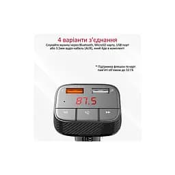 FM модулятор Promate SmarTune 2+ BLUETOOTH 5.0 USB QC 3.0 AUX/SD/USB BLACK (smartune-2+.black) - мініатюра 3