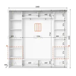 Шафа-купе Idea серія 4 240 x 45 x 240 см Білий Дзеркало - мініатюра 2