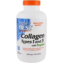 Коллаген Doctor's Best Collagen Types 1 & 3 with Peptan 1000 мг 540 таблеток
