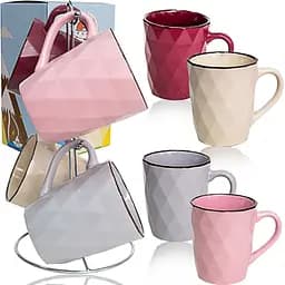 Набір 4 чашки на стійці SnT Грані, 350 мл (021-04-11)