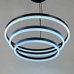 LED люстра на три кільця у чорному каркасі 60+50+40 см | Line F | Арт. G68-600+500+400 BK - мініатюра 5