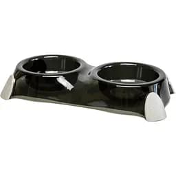 Миска двойная для животных Nunbell четыре ножки пластиковая черная