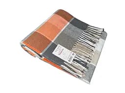 Плед бавовняний Валенсія Laura Vladi біло-сірий-пісок-помаранчевий 140х200