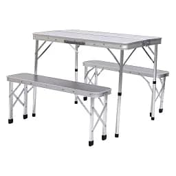 Стол складной и две скамейки Lugi JY-9060W для кемпинга 90х60х39.5/70 см серый