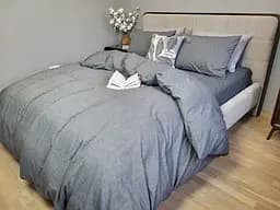 Комплект постельного белья Washed Cotton из вареного хлопка графит Graphite - двуспальный