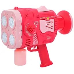 Мыльный бластер LS7727-48P пистолет для мыльных пузырей, 32 см, с подсветкой, аккумулятором и запаской розовый