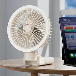 Портативний вентилятор GF12 з затискачем+LED 5400mAh White - мініатюра 5