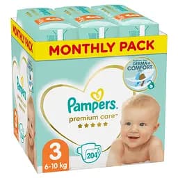 Уцінка. Набір підгузків Pampers Premium Care 3 (6-10 кг), 204 шт. (2 уп. по 102 шт.)