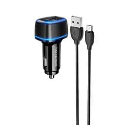 Автомобільний зарядний пристрій BOROFONE BZ14 Max 2USB/2.4A+ Cable Micro чорний