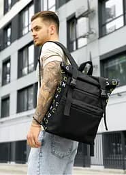 Чоловічий рюкзак Sambag Roll Top чорний оксфорд принт 41 х 30 х 16 см (24238731m)