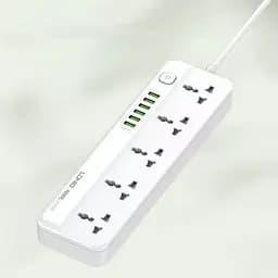 Мережевий зарядний пристрій подовжувач LDNIO SC5614 6 USB 5 розеток 2m білий - мініатюра 5