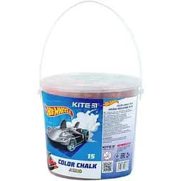 Крейда кольорова Kite Jumbo Hot Wheels у відерці 15 шт. (HW24-074)