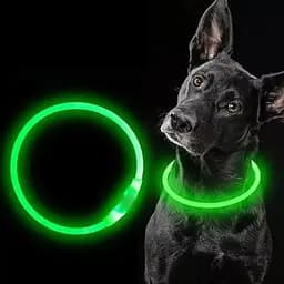 Світлодіодний LED нашийник для собак із зарядкою USB, зелений - мініатюра 8